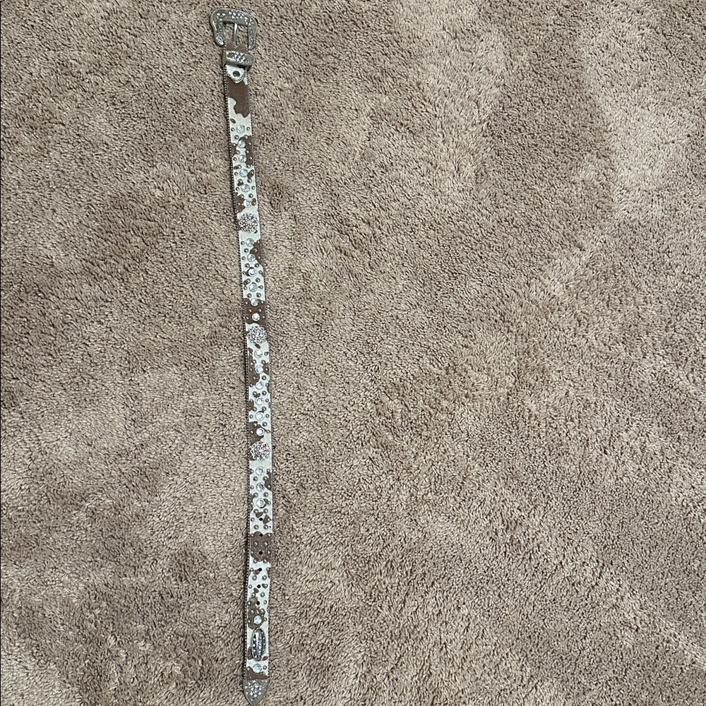 Brown and White sparkly cowhide belt